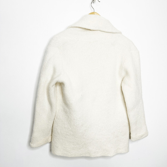 SIMPLY NATURAL ALPACA open front CARDIGAN cream white thick knit womens XS S - Picture 7 of 7